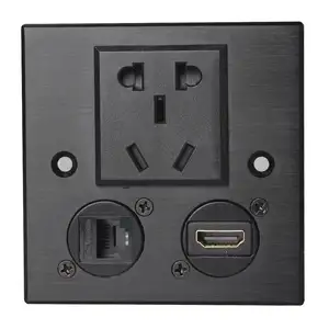 Black D Type USB Panel 1u Cabinet Panel Information Box Five-Hole Power Panel Av XLR Wall Plates