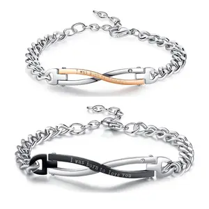 Fashion Lover Intertwined Stainless Steel I was born to love you Bracelet Bangle for Couples