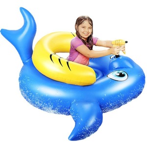 Inflatable Shark Swimming Ring With Water Spray For Kids Summer Pool Play - Product Image 1