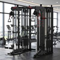 Machine Smith professionnelle 3-en-1 avec double pile de poids de 144 kg et cage de musculation robuste pour salle de sport commerciale