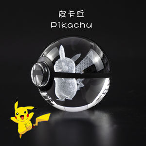 Vente en gros Nouveau Design Pokemon Ball K9 Crystal Ball <span class=keywords><strong>Pikachu</strong></span> personnalisé 3d photo Crystal Pokemon Ball avec base LED - Product Image 2