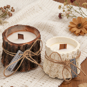 LANJO New Design Wooden Container Handmade Scented <b>Candle</b> Round Shaped for Home Decoration Christmas Mother's day - Product Image 1