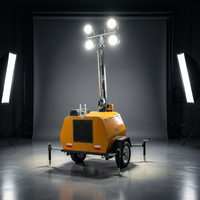 Tour d'éclairage mobile remorquable avec mât télescopique de 5m, 7m, 9m, générateur diesel 4x1000W, avec lampes métalliques ou LED