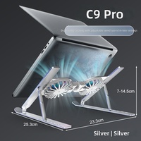 Nouveau support portable pliable en aluminium pour ordinateur portable, réglable en hauteur sur 7 niveaux, avec deux ventilateurs de refroidissement RGB
