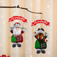 Nouvelle Décoration de Noël à Suspendre pour Arbre de Noël, Pendentif Poupée avec Motifs Bonhomme de Neige et Cerf, Mains Levées, et Plaque de Scène Décorative