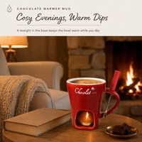 Tasse à fondue au chocolat en céramique rouge 130 ml, chauffe-bougie à tealight, ensemble cadeau Noël et Saint-Valentin, vente en gros