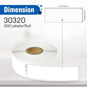 1-1/8x3-1/2 DYMO Compatible 30320 Labels Self-Adhesive Thermal 260 Labels Per Roll PLA Shipping Sticker