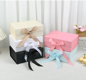 Custom Luxury Gold Foil Logo Black Magnetic Gift <b>Boxes</b> with Bow Tie - Luxury Collapsible Packaging <b>Boxes</b> for Gift - Product Image 6