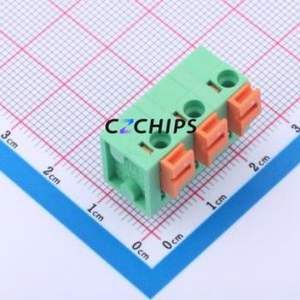 DB142V-7.62-3P-GN Spring Terminal Block Through hole Component (THT),P=7.62mm Connector 1x3P 7.62mm Green 3P - Product Image 1