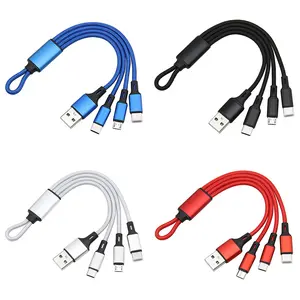 Gantungan Kunci Usb portabel Mini, kabel Data mikro 4 In 1, Gantungan Kunci portabel Mini Usb Tipe c multifungsi, kabel Data pengisi daya