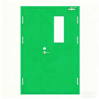 Porte en acier ignifuge avec fenêtre d'observation, design contemporain, surface finie, sortie de secours pour bâtiments commerciaux
