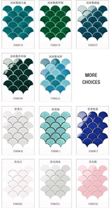 Piastrelle a Mosaico in Porcellana Smaltata Lucida a Forma di Ventaglio con Effetto Squama di Pesce, Colori Misti, per Pareti del Bagno, Rivestimenti Cucina, Progetti Doccia Hotel - Product Image 6