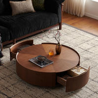 Table basse circulaire moderne en noyer de 39,3 pouces, écologique, durable, décorative, facile à assembler pour les salons, meubles de maison