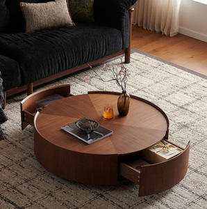 39.3-inch Modern Coffee <b>Tables</b> Circular <b>Walnut</b> Design Decorative Easy Assemble for Living Rooms & Bedrooms - Product Image 4