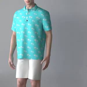 Men's golf polo t shirts men tropical leaves print tops short sleeve sublimation printed casual dryfit golf shirts tees shirts