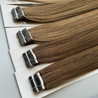 Extensions de cheveux adhésives de haute qualité, sans nœuds, sans perte de cheveux, Remy 100% cheveux humains, pour femmes blanches, ruban adhésif invisible