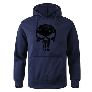 Sudadera con capucha de calavera en crema para hombre, ropa de calle gráfica, jersey de lana cálida, sudadera informal de manga larga a la moda - Product Image 5