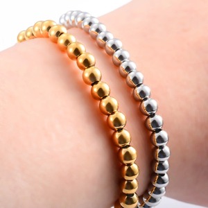 Classic Stainless Steel Elastic Beads Bracelet for Women <b>Men</b> Beaded Chain <b>Bangle</b> Ball Stretchable Wristband Jewelry Accessories - Product Image 4