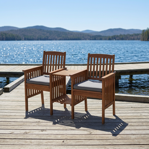 Contemporary Solid Pine Wood Chaise Lounge <b>Bench</b> Outdoor Water-Resistant <b>Cushions</b> Bedroom Courtyard Farmhouse Park Villa-Jack - Product Image 6
