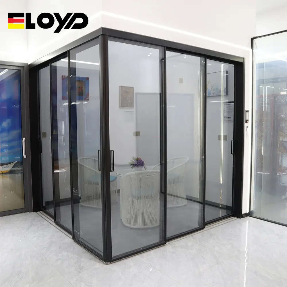 Eloyd Porta deslizante para cozinha com estrutura de alumínio para edifícios públicos franceses, com eficiência energética, resistente ao vento