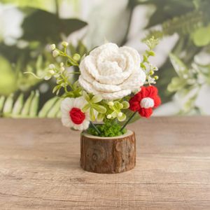 Nuevo Florero de Flores Artificiales Tejidas a Mano, Tulipanes de Ganchillo, Girasoles en Maceta, Decoración para Oficina, Hogar, Festividades, Rosas en Maceta, Regalo - Product Image 4