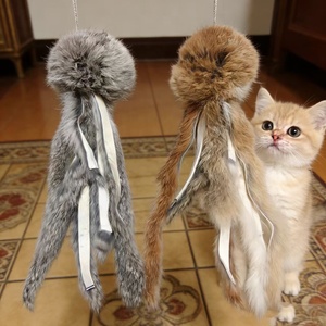 Juguete de Enriquecimiento para Gatos, Piel de Conejo Natural, Diseño de Pulpo de Imitación, Alivia el Aburrimiento, Autoentretenimiento, No se Pega, 17g - Product Image 1