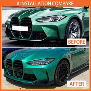 ลิ้นกันชนหน้ารถยนต์สำหรับ BMW G80 M3 G82 G83 M4 ปี 2021-2023 แบบ Splitter Diffuser Spoiler Fender ลายคาร์บอนไฟเบอร์ สีดำเงา - Product Image 4
