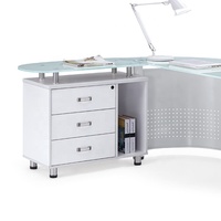 Bureau d'ordinateur en verre moderne, bureau personnel, en forme de verre, vente en gros
