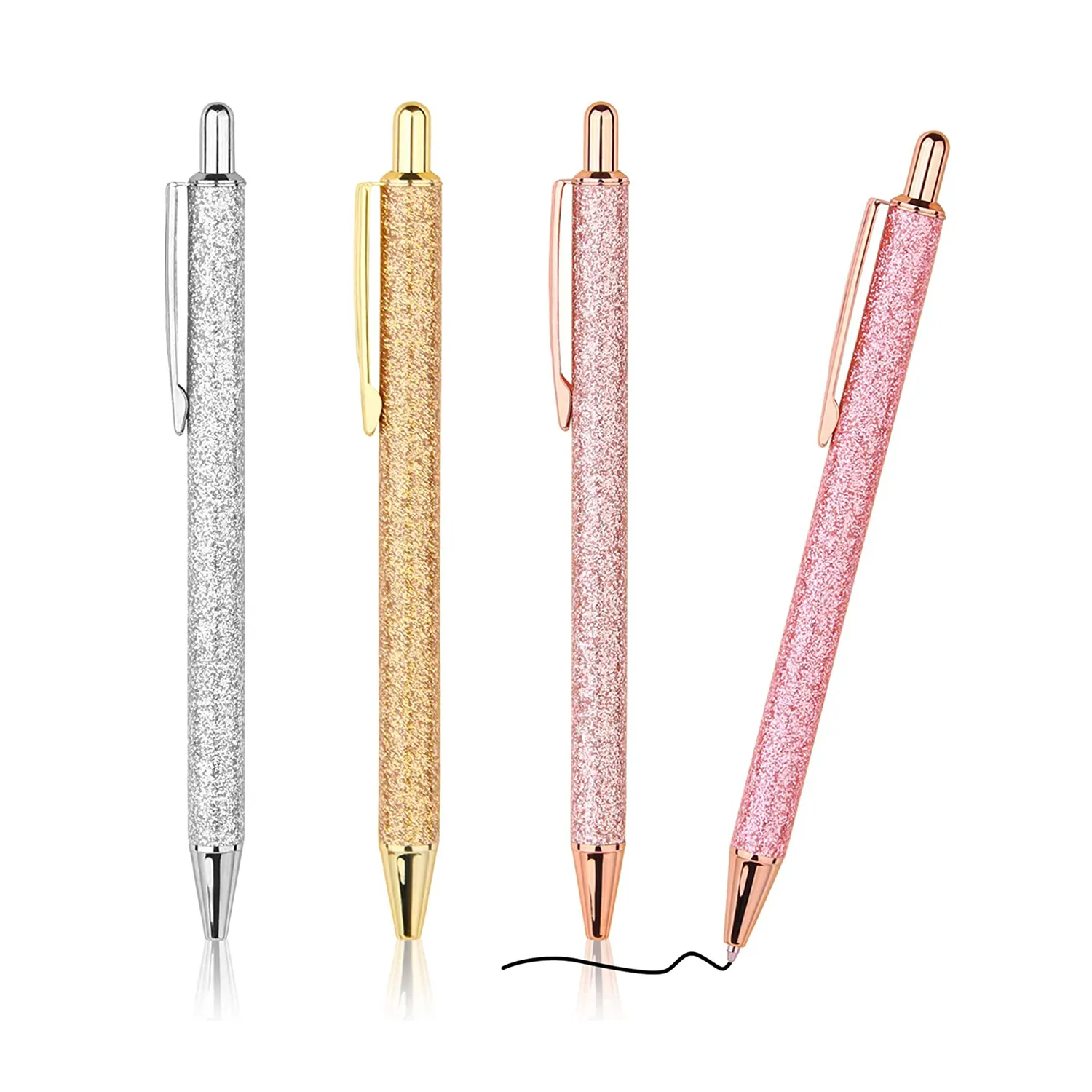 Comfortable Cute pink fancy metal Retractable Pretty Journaling ballpoint pen for Office Supplies
