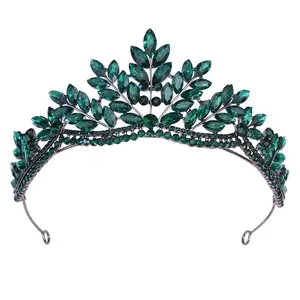 批发皇冠和水晶头饰蓝绿色红色新娘皇冠和头饰廉价皇冠时尚优雅珠宝头饰