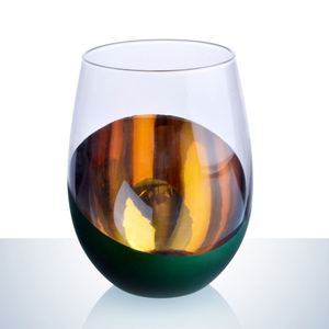 แก้วไวน์แดงแบบไม่มีก้านเคลือบสีเขียวแชมเปญ - Product Image 4