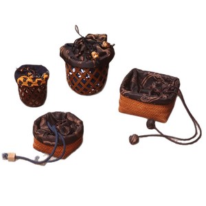July 7th Handmade <b>Bamboo</b> Woven Tea Pouch Round 1-3L Traditional Style Portable Travel Tea Storage Bag - Product Image 5