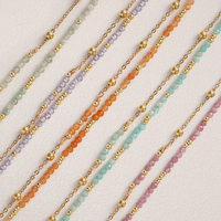 Ensemble de bracelets en perles colorées Go2boho pour femmes, empilement de perles dorées en pierre pastel, bracelet extensible minimaliste