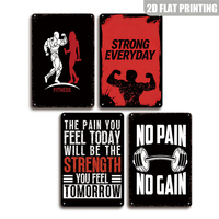 Letrero Metálico Plano para Gimnasio, Impresión 2D, Decoración de Pared con Silueta Motivacional para Entrenamiento, para el Hogar, Gimnasio, Garaje, Sala de Entrenamiento