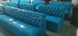 Mobilier restaurant canapé stand long banc salle à manger ensemble hôtel café canapés club bar bancs personnaliser couleur bleue bottes - Product Image 6