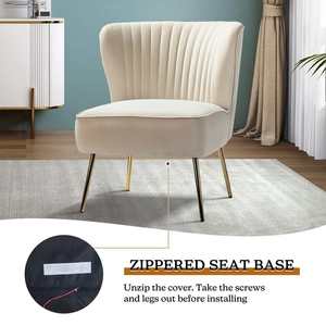 Fauteuil d'appoint moderne en velours blanc pour chambre, hôtel, café et restaurant – Chaise de loisirs confortable avec accoudoirs pour salon et salles d'attente - Product Image 2