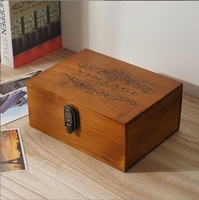 Boîte de rangement vintage en bois de pin fait main, verrouillable, décorative, pour souvenirs, avec logo personnalisé pour un cadeau de mariage spécial