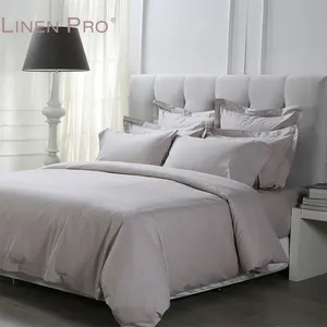 Luxury Hotel Linen 100% Cotton Fabric Quilt Cover Jacquard Customized Logo Microfibre Bed Sheet Set