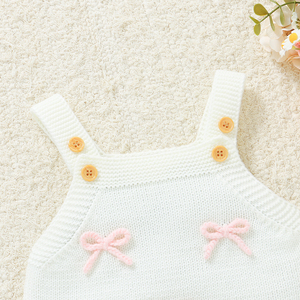 Mimixiong OEKO-TEX enfant en bas âge bébé bébé tricoté vêtements à la main nœud papillon jarretelle doux décontracté barboteuse Onesie tricots combinaison - Product Image 3
