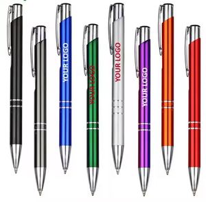Custom Logo Metal Ballpoint <b>Pen</b> Aluminum Click Action Silver Clip <b>Refillable</b> Student Office Creative Prize Promotional Gift - Product Image 1