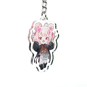Wholesale Custom Cute Animation Design Acrylic Key Chain Stainless Steel Metal UV Printing Personalized Factory Direct Supply