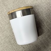 Thermos à double paroi en acier inoxydable, tasse à café de voyage de 300 ml avec couvercle en bambou