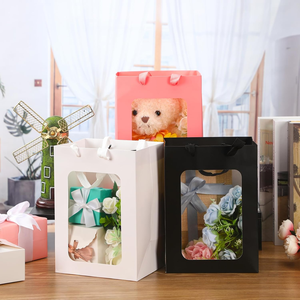Sacs en <span class=keywords><strong>Papier</strong></span> Kraft d'Emballage Cadeau avec Fenêtre Transparente et Poignées pour Entreprises, Shopping, Mariages, Baby Showers et Cadeaux d'Invités - Product Image 5