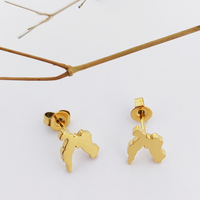 18K Plaqué Or Mini Croate Carte Pendentif Boucles D'oreilles Hip Hop Rappeur Boucles D'oreilles Bijoux Pour Femmes Hommes Croatie Cadeaux