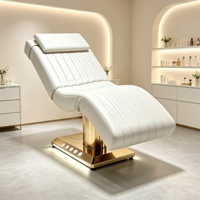 Lit de massage électrique de luxe doré pour salon de beauté, 3 moteurs, pour soins du visage et extensions de cils