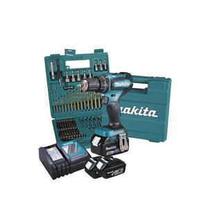- Perceuse-visseuse à percussion DHP485FJX1 18V 13 mm - 50 Nm - en coffret avec 2 batteries 3.0Ah, chargeur et 75 accessoires - Product Image 1