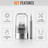 Jeu de tournevis de précision 30 en 1 avec embouts en acier CRV, kit d'outils de réparation multi-embouts pour ordinateur portable, téléphone, montre, poignée en aluminium, ROHS