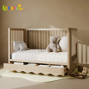 Mid-Century Retro Solid Wood <strong>Cribs</strong> Montessori Kids Bed and Toddler House for Modern Bedrooms and School - Product Image 1