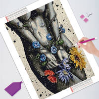 HUACAN Nouvelle Peinture Diamantée Style Américain en Résine, Mosaïque de Diamants Carrés et Ronds Complets, Portrait de Femme et Fleurs, Décoration Intérieure, Cadeau