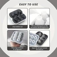 Bac à glaçons en silicone à 6 cavités en forme de crâne, moule 3D pour whisky et cocktails, sans BPA, facile à démouler, idéal pour les fêtes d'Halloween